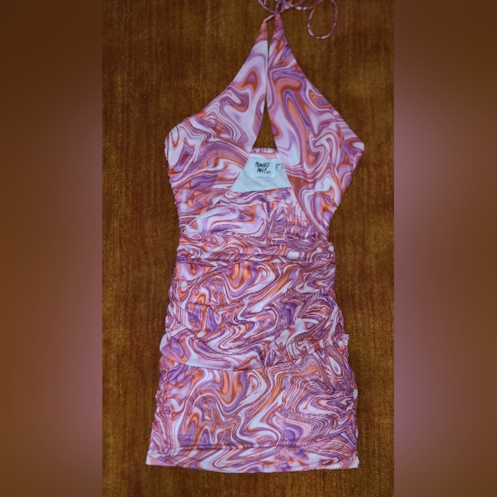 Princess Polly Y2K Pink Swirl Halter Dress